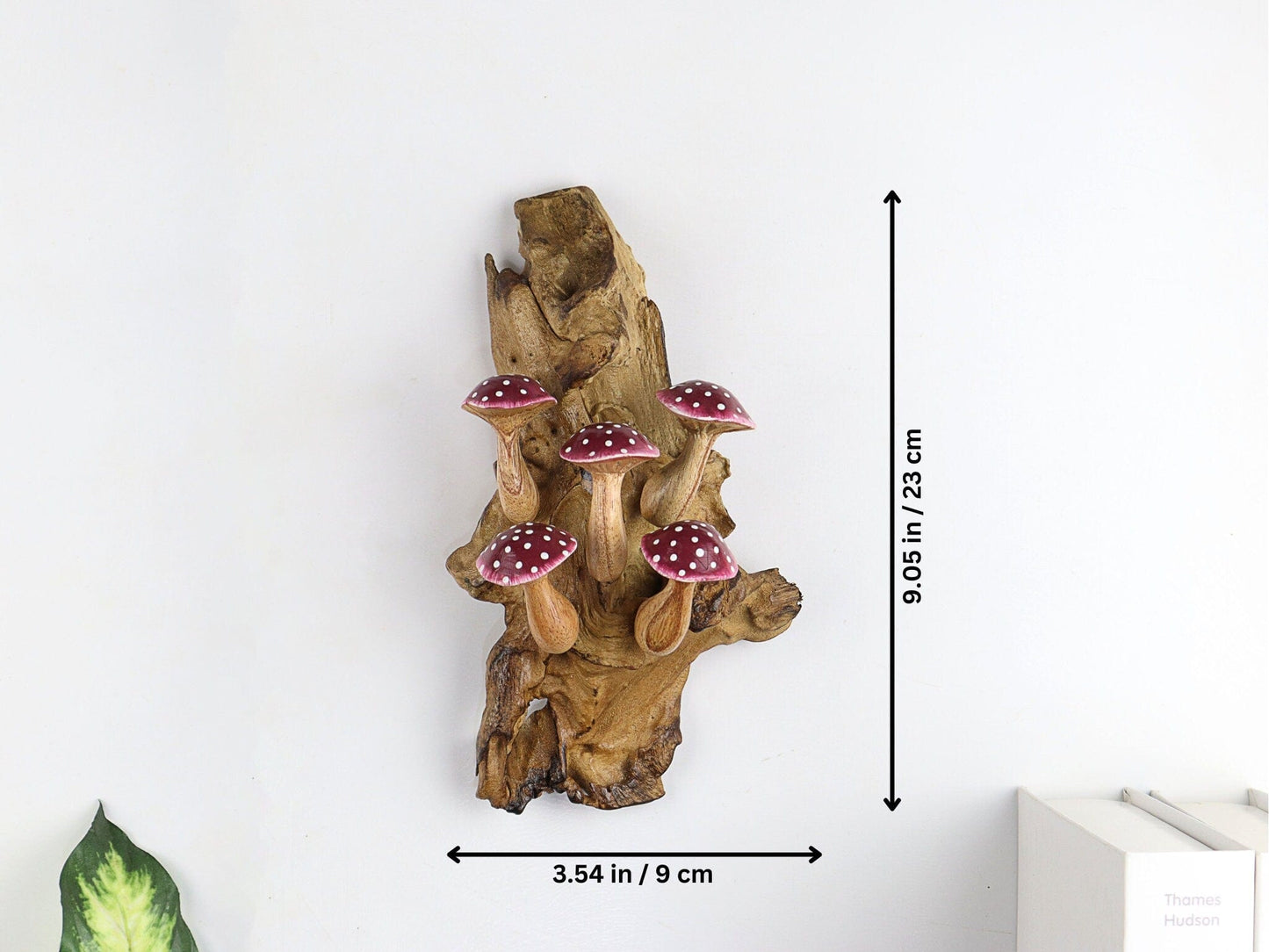 Hand-Carved & Painted Purple Mushroom Wall Art - Vertical Whimsical Forest Decor