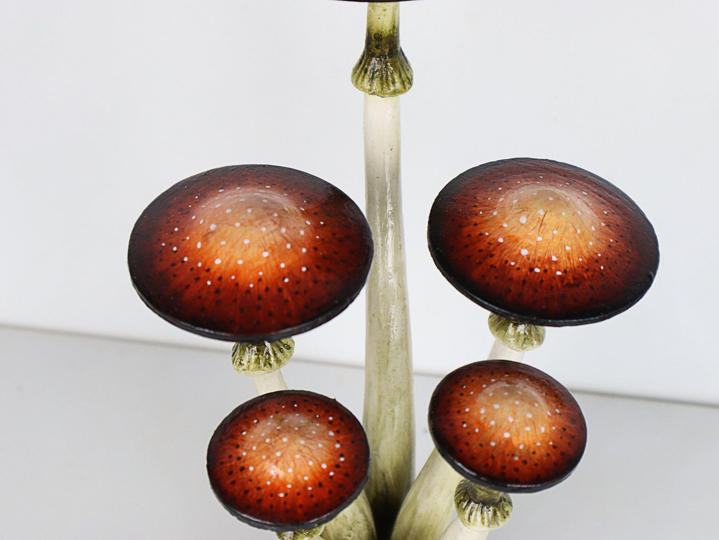Hand-Carved & Painted Naturalistic Mushroom Sculpture - Freestanding Tabletop Decor