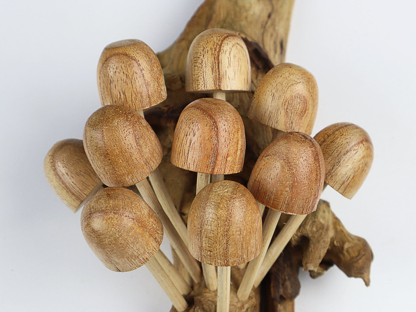 Hand-Carved Natural Wood Mushroom Cluster Wall Art - Vertical Woodland Display