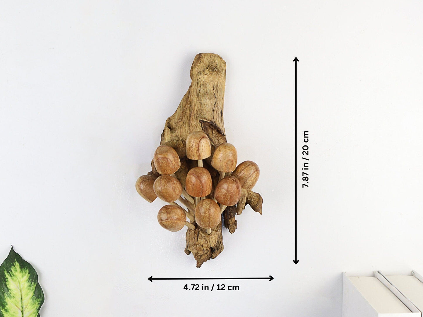 Hand-Carved Natural Wood Mushroom Cluster Wall Art - Vertical Woodland Display
