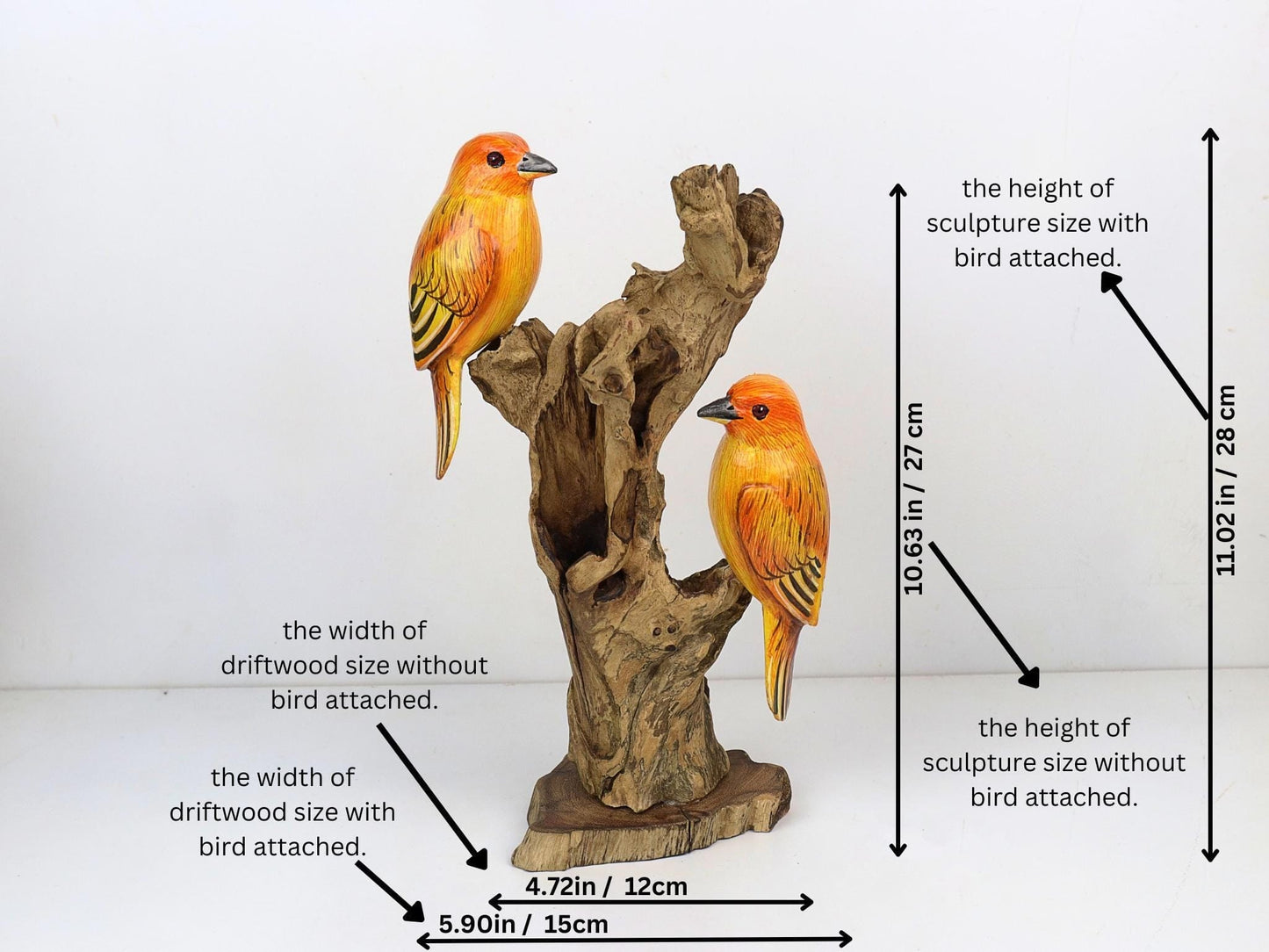 手描きの木製鳥の彫刻 | 自然からインスピレーションを得た流木アート | ユニークなホームデコレーション | 鳥やアート愛好家へのプレゼントに最適