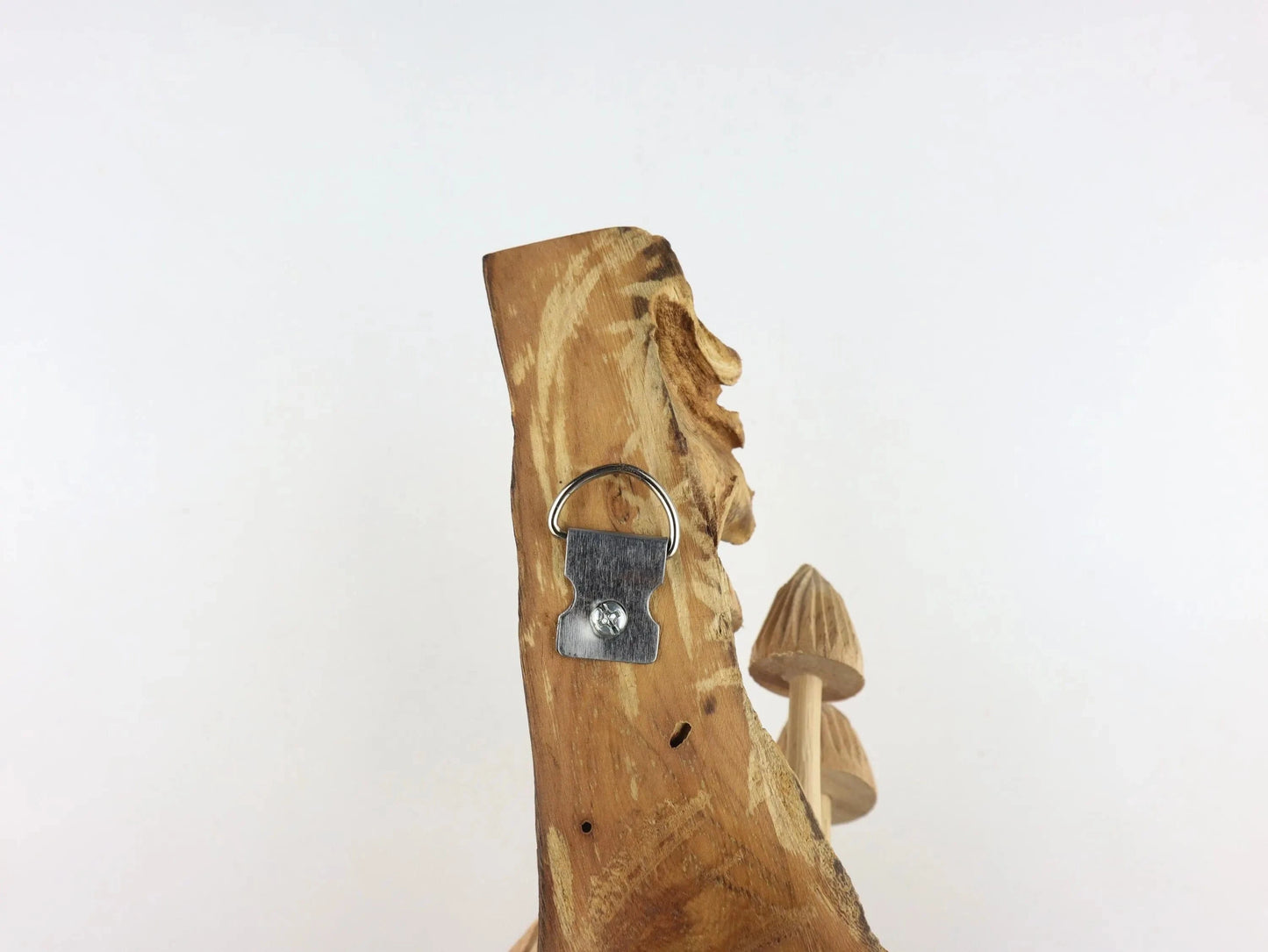 Hand-Carved Natural Wood Conical Mushroom Cluster Wall Art - Vertical Woodland Display