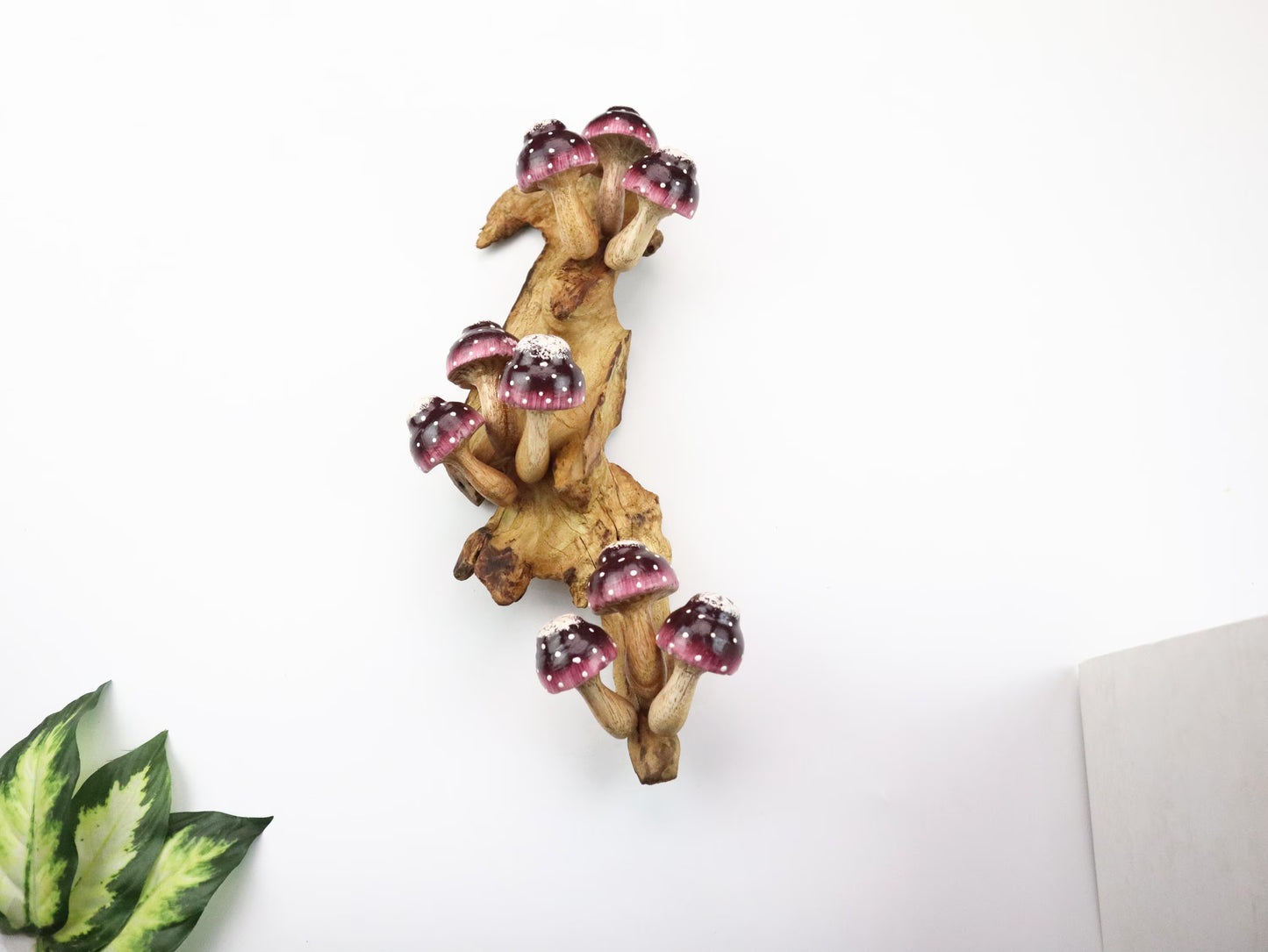 Hand Carved Forest Decor - Painted Mushroom Wall Art & Whimsical Wall Hanging