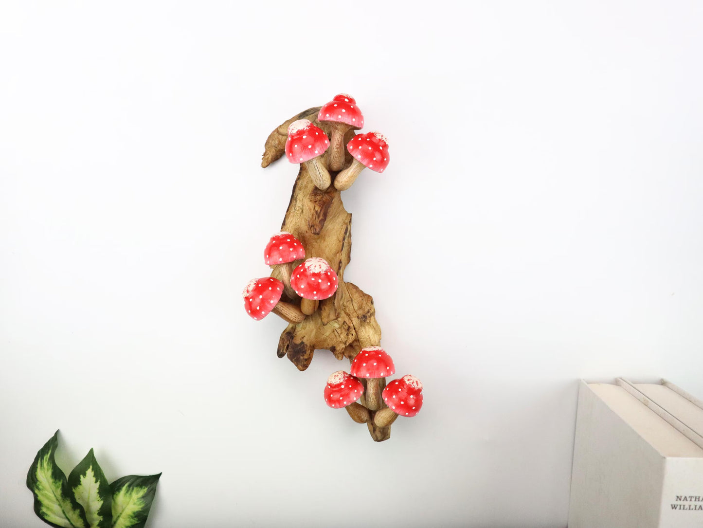 Hand Carved Forest Decor - Painted Mushroom Wall Art & Whimsical Wall Hanging