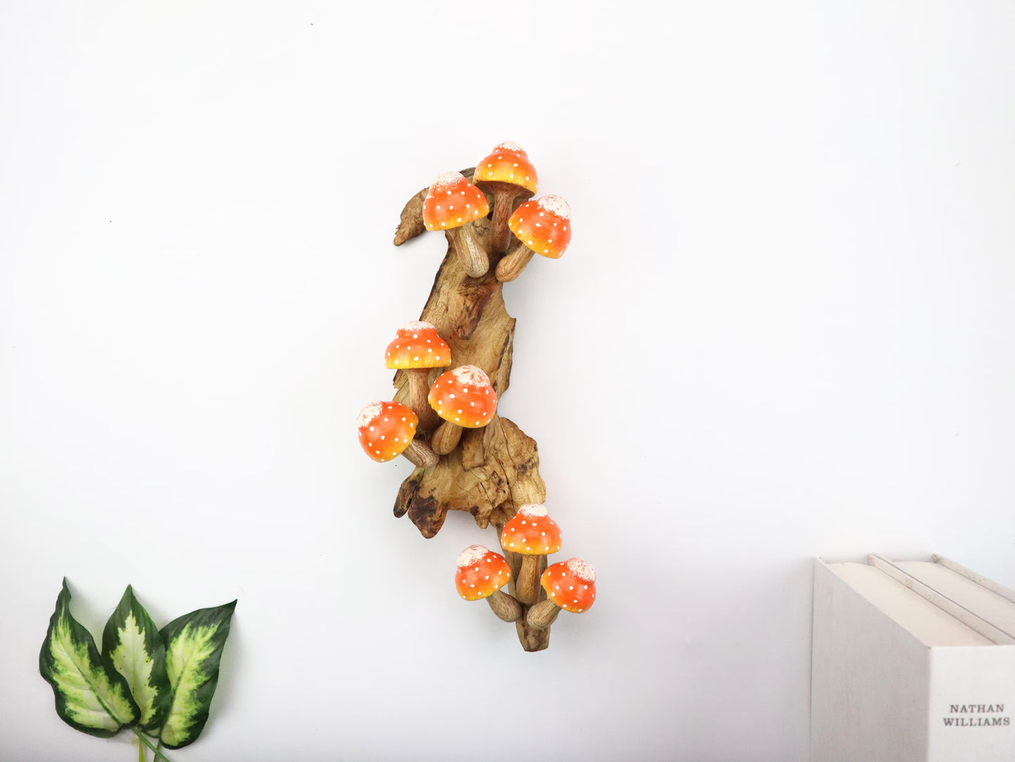 Hand Carved Forest Decor - Painted Mushroom Wall Art & Whimsical Wall Hanging