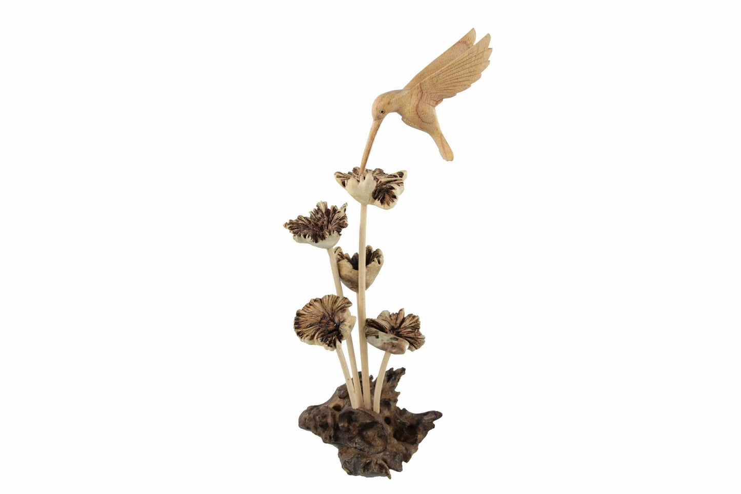 Carved Hummingbird with Flowers