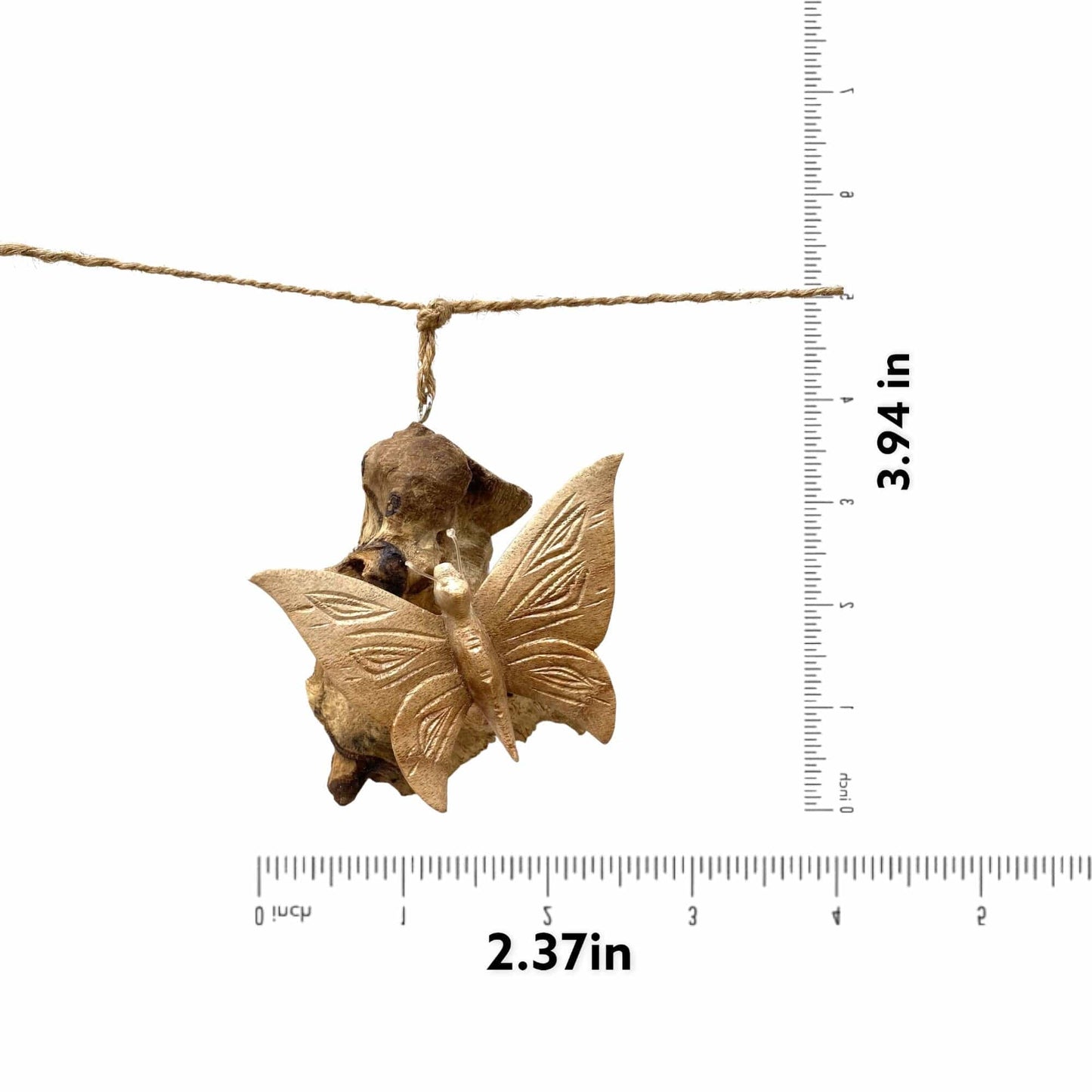 Hand-Carved Wooden Butterfly Garland - Rustic Insect Wall Decor