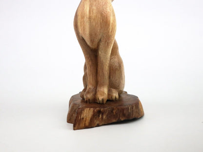 Hand-Carved Natural Wood Cat Figurine - Minimalist Pet Lover Decor