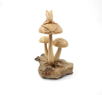 Frog on Mushroom Sculpture