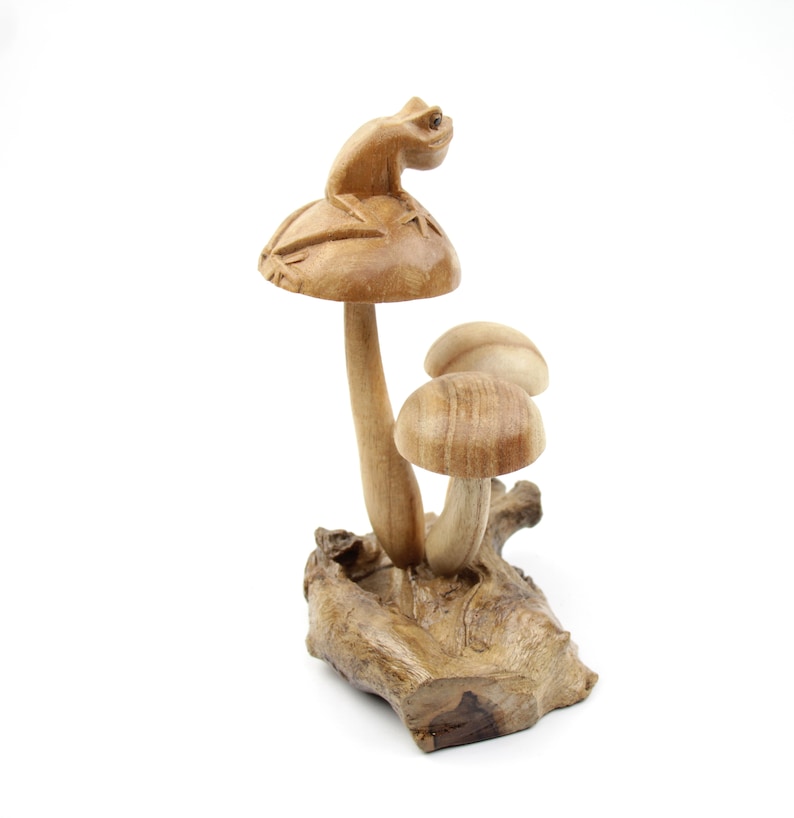 Frog on Mushroom Sculpture