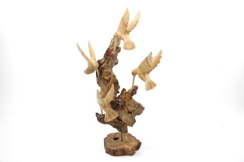 Wooden Humming Bird Sculpture
