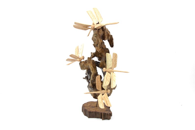 Wooden Dragonflies Figurine
