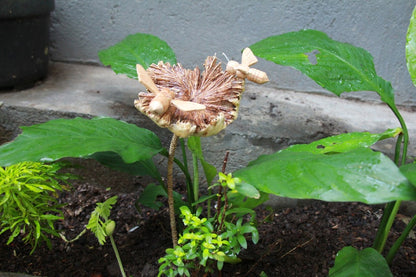 Wooden Bee Sculpture with Flower