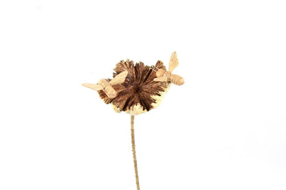 Wooden Bee Sculpture with Flower