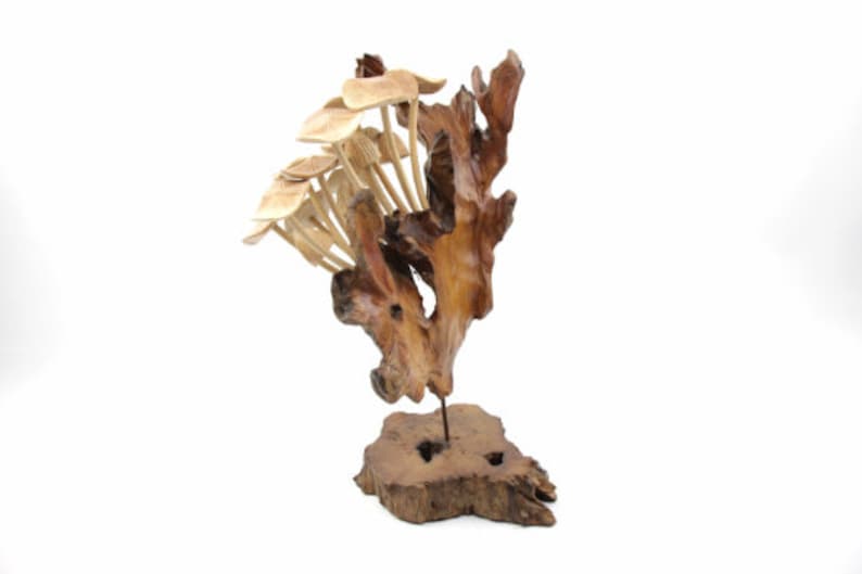 Hand Carved Mushroom Table Decor