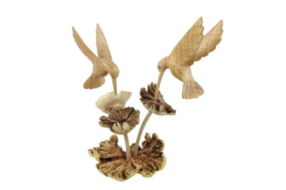 Wooden Hummingbird Couple Sculpture
