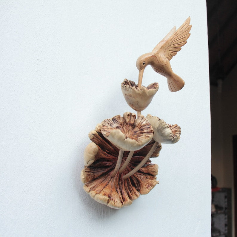 Wooden Hummingbird Wall Deco