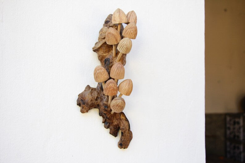 Wooden Bud Mushrooms Wall Hanging