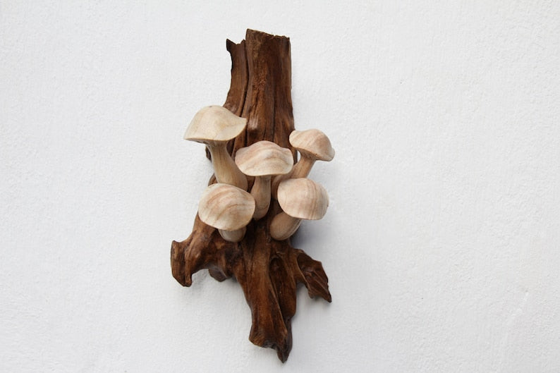 Wood Mushroom Decor