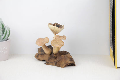 Wooden Mushroom Sculpture, Forest, Nature, Statue, Wood Carving, Figurine, Home Deco, Ornament, Unique, Birthday Gift, Handmade Gift Deco