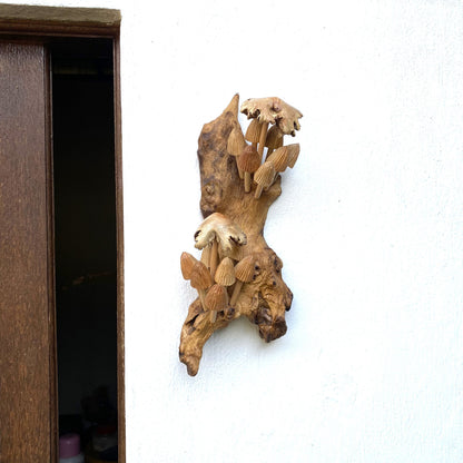 Wooden Mushroom Wall Art, Mushroom Wall Hanging, Home Deco and Living, Handicraft Sculpture, Handmade Deco, Handicraft Gift For Birthday