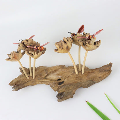 Hanging Red Bees Sculpture, Mushroom Art Deco, Wall Deco, Wood Carving, Home Deco, Office Deco, Birthday Gift, Mothers, Handmade Gifts