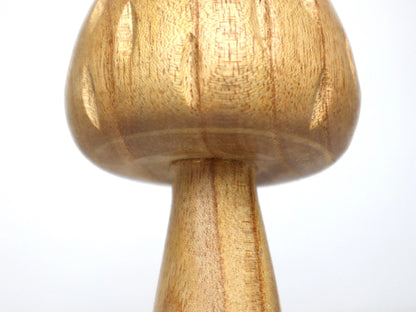Hand-Carved Natural Wood Mushroom Sculpture - Minimalist Tabletop Decor