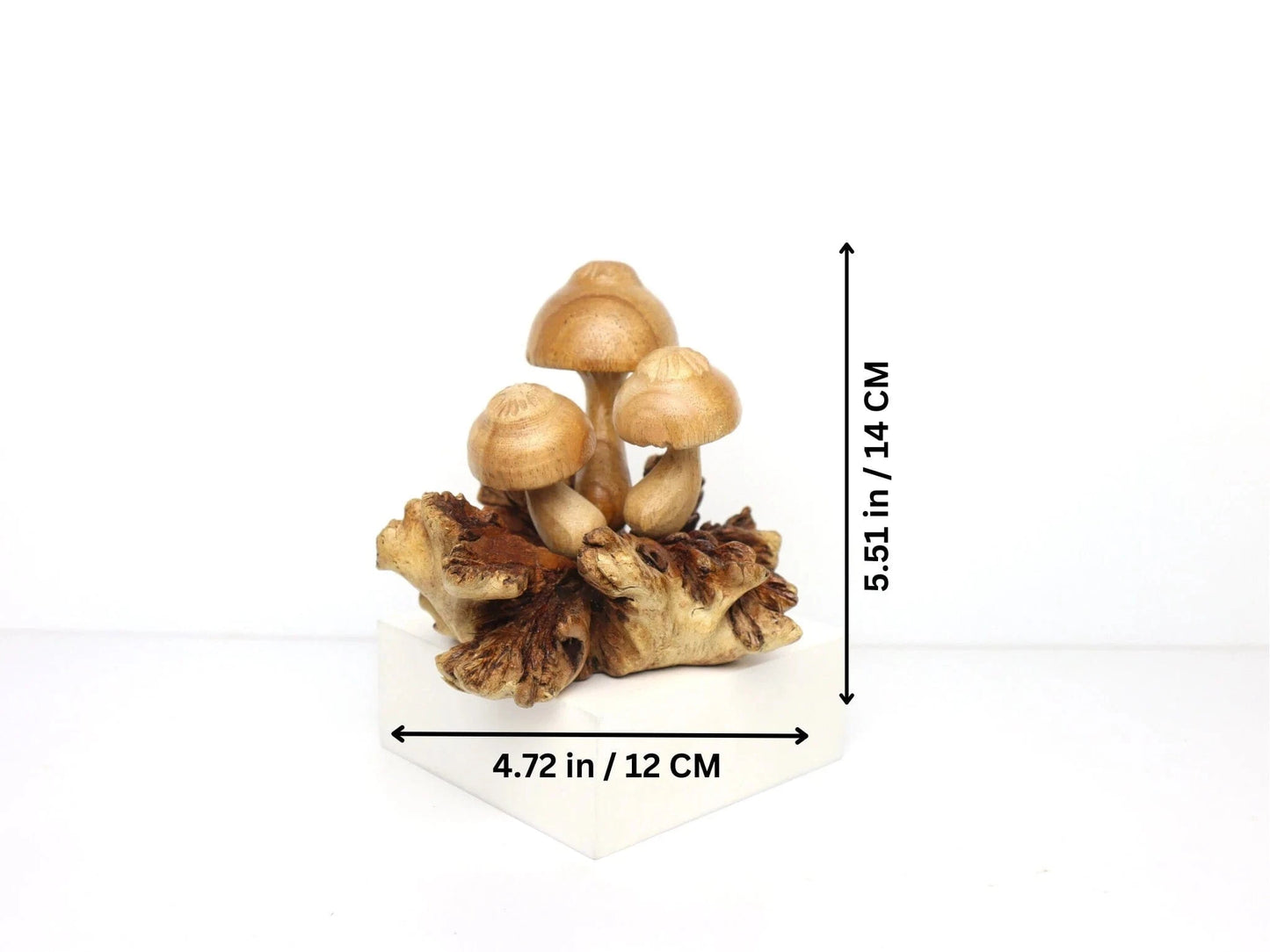 Hand-Carved Natural Wood Mushroom Cluster Sculpture - Rustic Woodland Decor