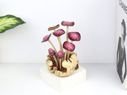 Purple Mushroom Sculpture, Fairy Garden Decor, Cute Mushroom Figurine, Miniature Fantasy Statue, Home Office Deco, Handmade Gift, Handicraft