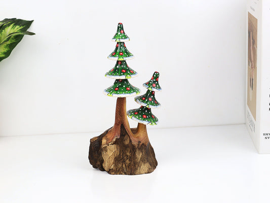 手描きの緑の木製クリスマスツリーオーナメント、ホリデーツリーデコレーション、ユニークなホリデーデコレーション、クリスマスオーナメント、クリスマスデコレーション