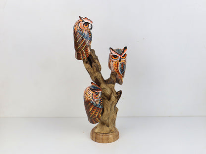 Beautiful Handcrafted Wooden Owl on Natural Root | Hand-Painted Art Piece for Home Decor and Gifts | Eco-Friendly Sculpture | Handmade Gift