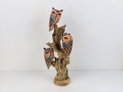 Beautiful Handcrafted Wooden Owl on Natural Root | Hand-Painted Art Piece for Home Decor and Gifts | Eco-Friendly Sculpture | Handmade Gift