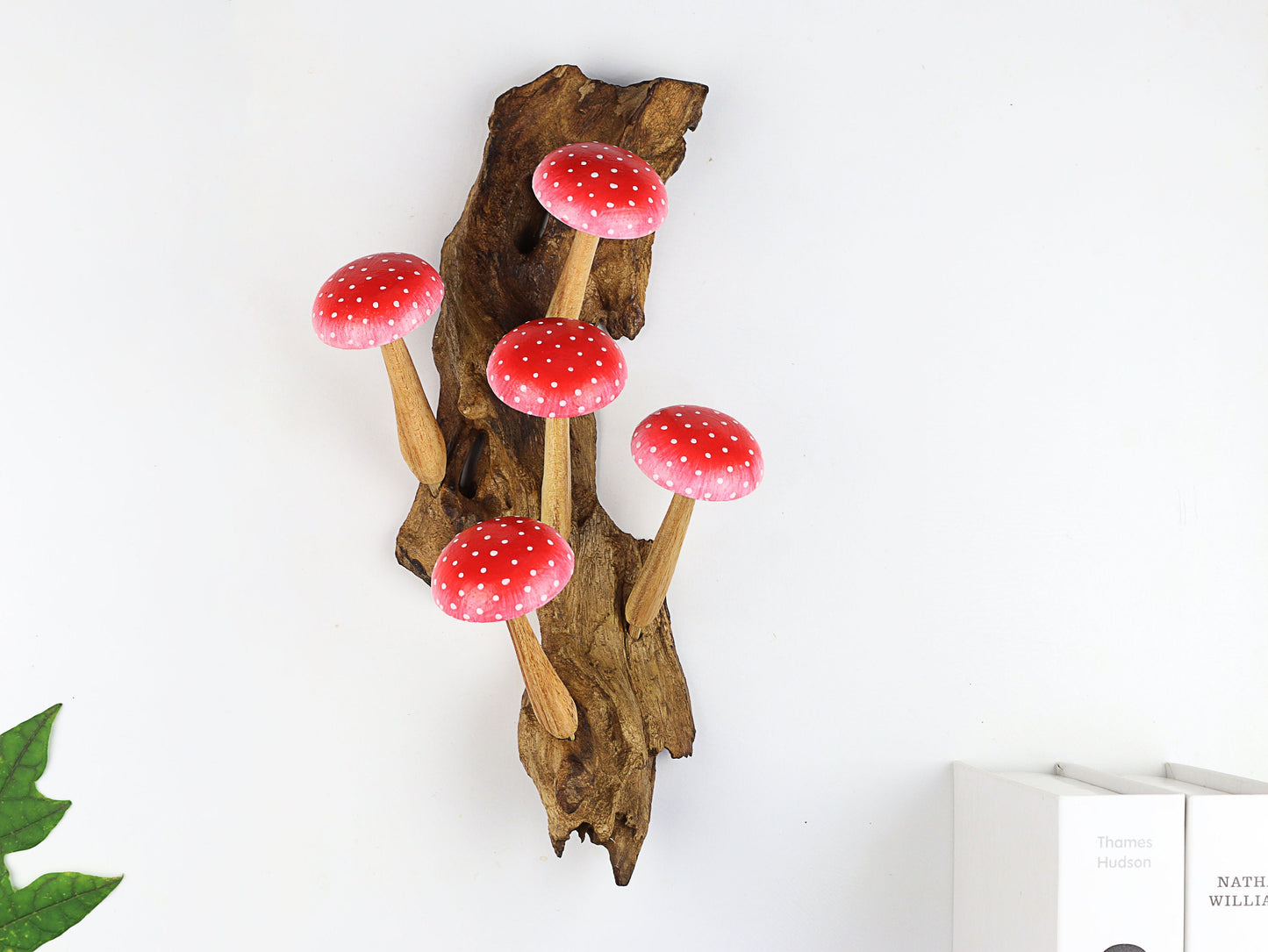 Red Hanging Mushroom Deco, Mushroom Wall Art, Wooden Carving, Nature-inspired Gift, Rustic Wood Mushroom, Fairy Mushroom, Handmade Gifts