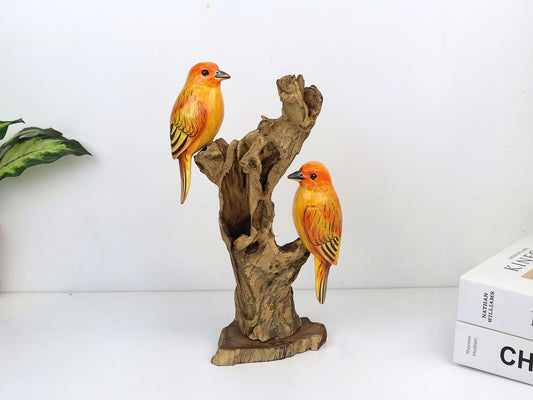 手描きの木製鳥の彫刻 | 自然からインスピレーションを得た流木アート | ユニークなホームデコレーション | 鳥やアート愛好家へのプレゼントに最適