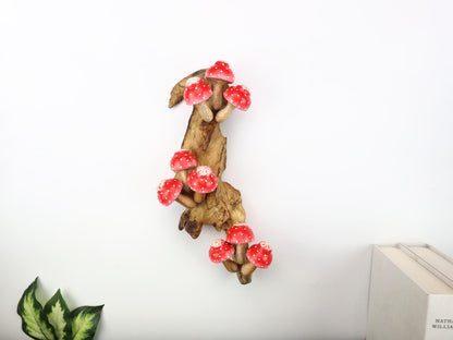Hand Carved Forest Decor - Painted Mushroom Wall Art & Whimsical Wall Hanging