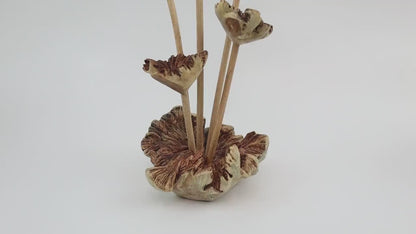 Hand-Carved Wooden Hummingbird & Flower Sculpture - Natural Freestanding Decor