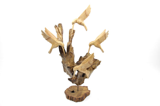 Wooden Humming Bird Sculpture