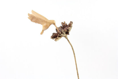 Wooden Flower with Hummingbird