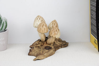 Wood Mushroom Sculpture for Table Deco