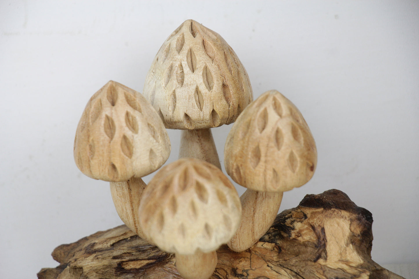 Wood Mushroom Sculpture for Table Deco