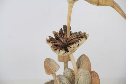Hummingbird On Mushroom Sculpture