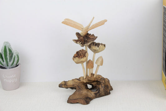 Dragonfly on Mushroom