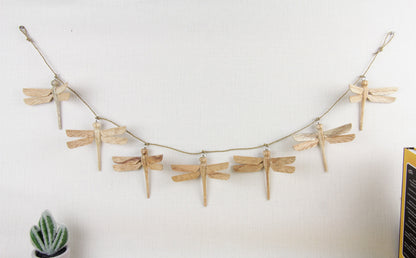 Wooden Dragonfly Wall Hanging Garland,