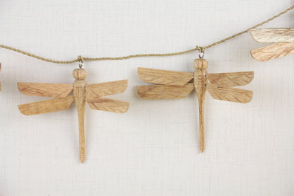 Wooden Dragonfly Wall Hanging Garland,