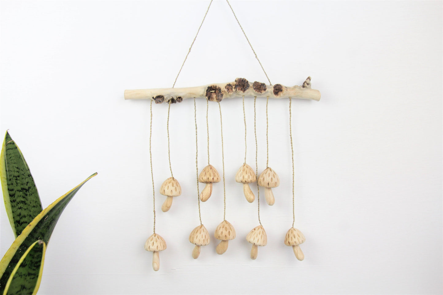 Handmade Wooden Wind Chimes Mushroom