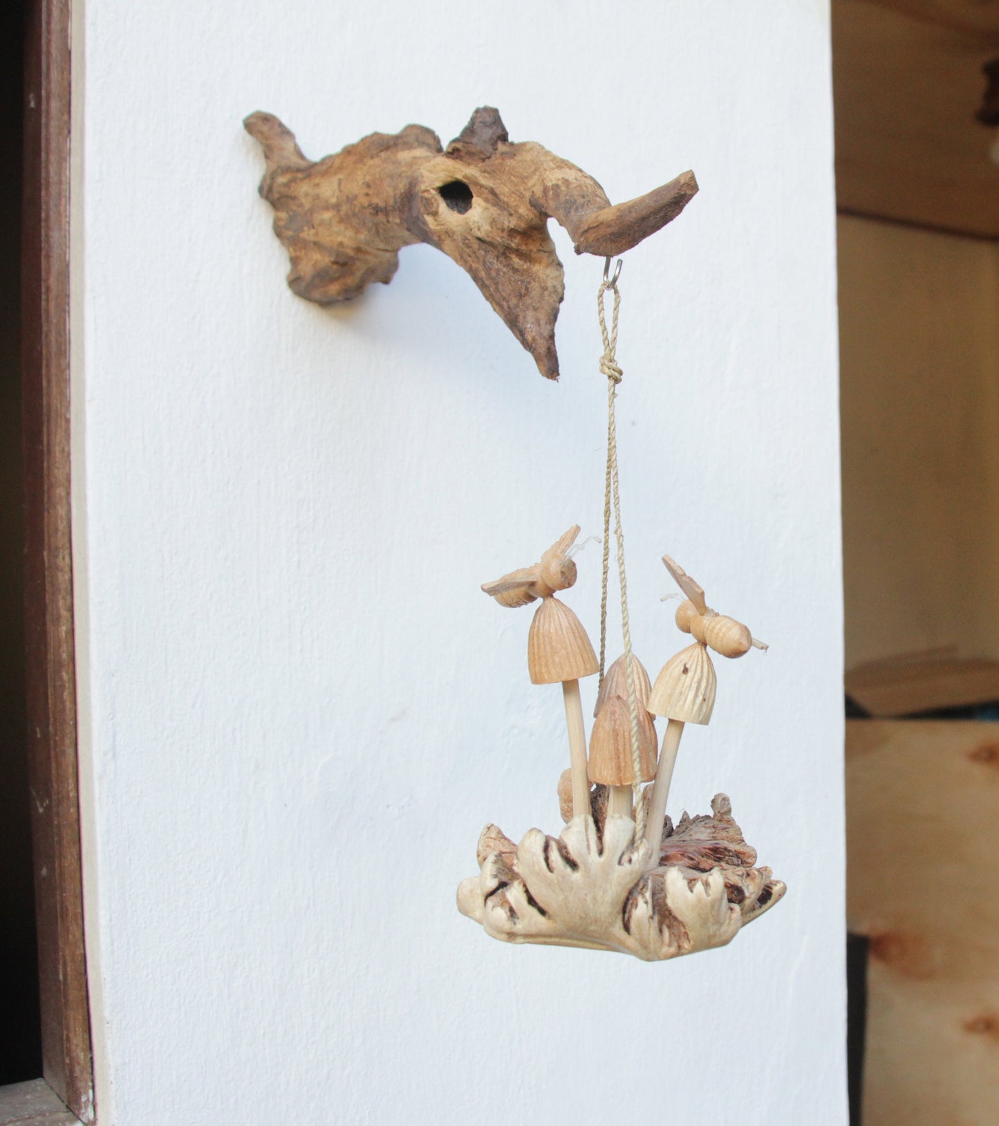 Wooden Hanging Bird Feeder