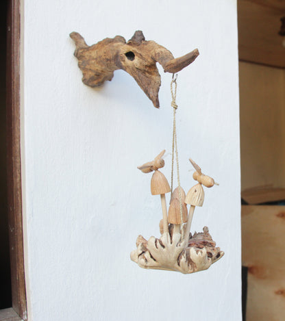 Wooden Hanging Bird Feeder