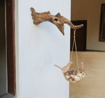 Wooden Hanging Bird Feeder