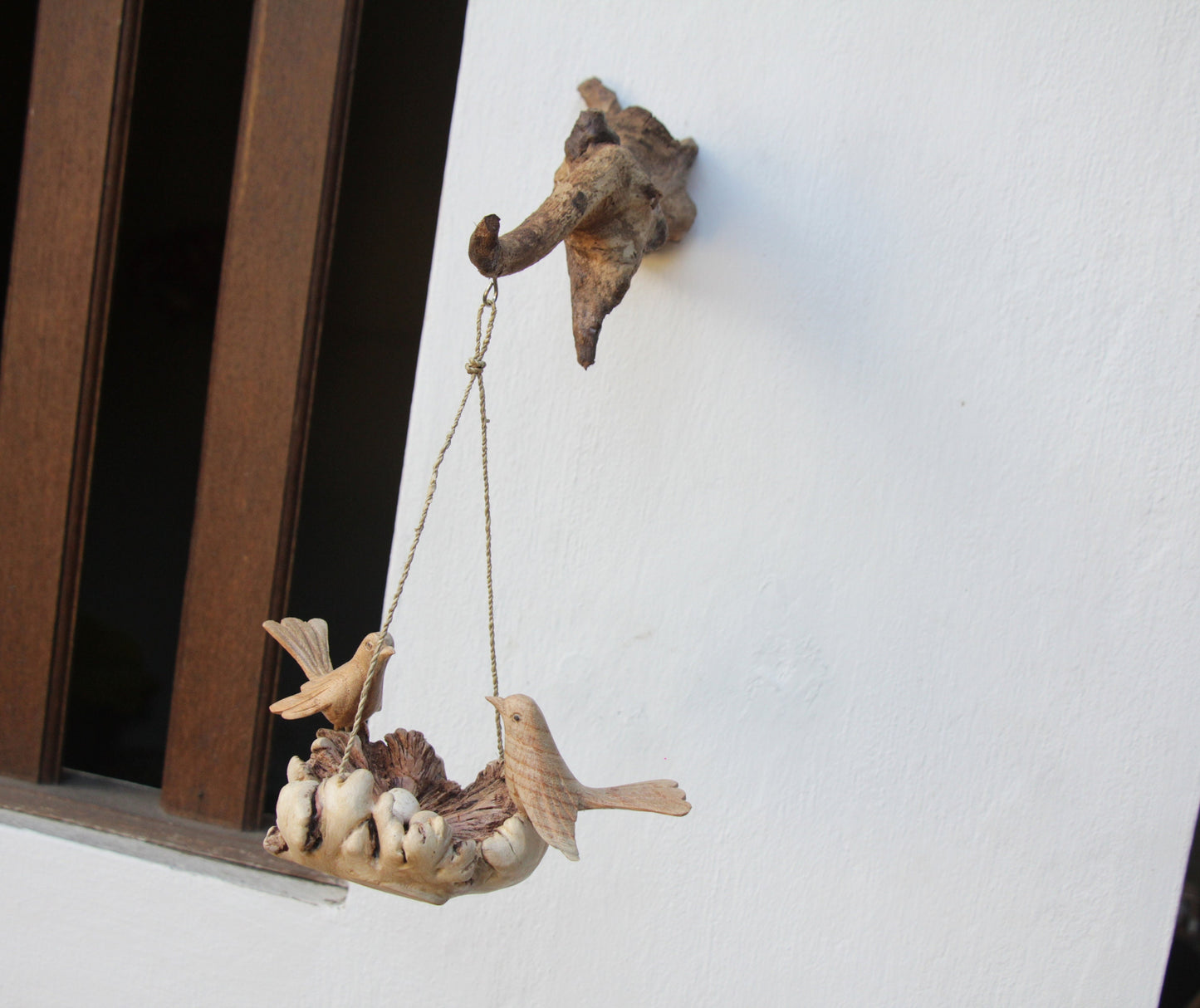 Wooden Hanging Bird Feeder