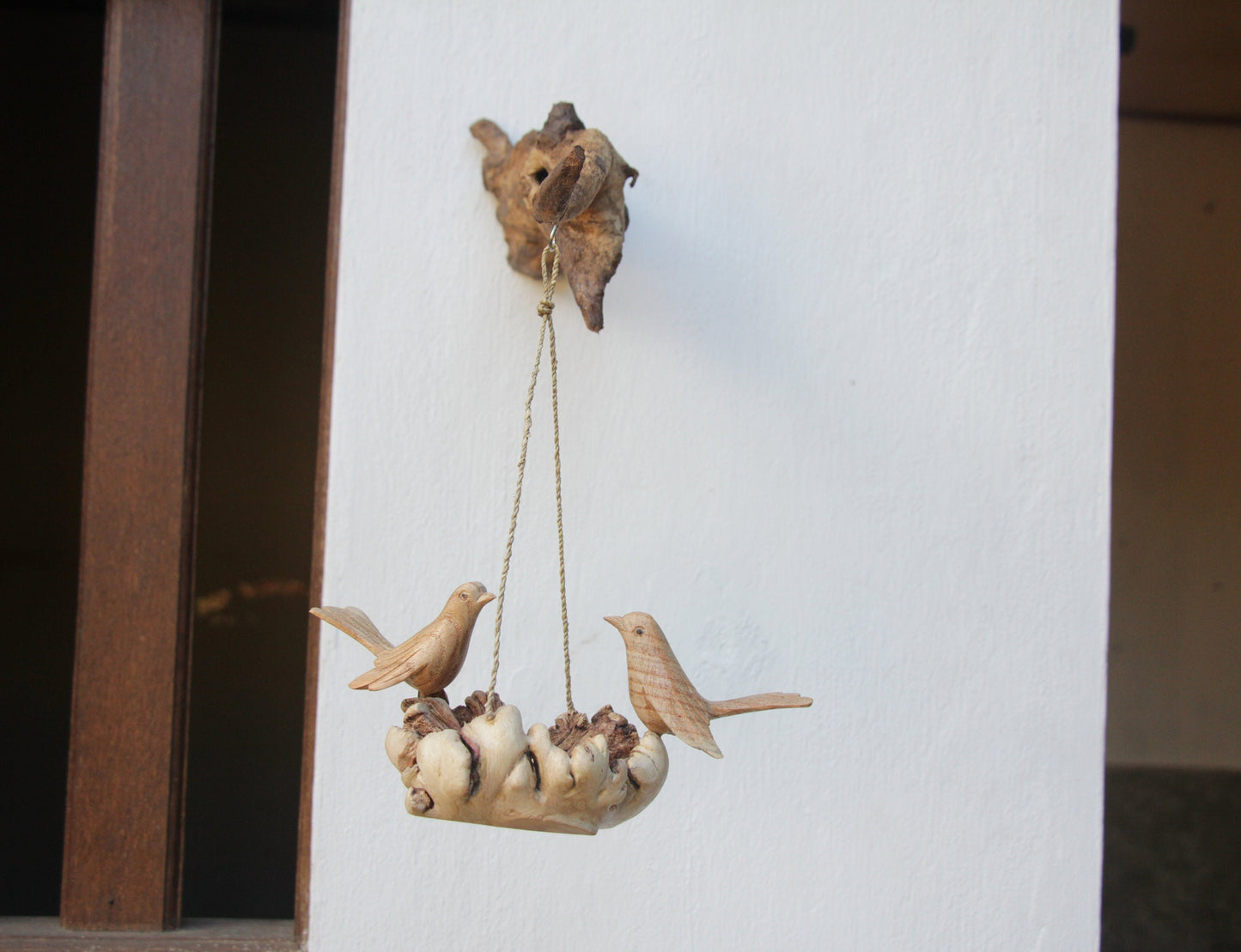 Wooden Hanging Bird Feeder